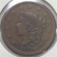 1838 Large Cent  Very Fine