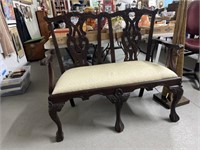 chippendale mahogany ball and claw foot bench