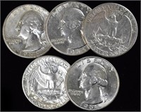 5 Washington Silver Quarters