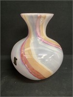 Vintage Italian Hand Decorated Art Glass Vase