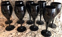 E - 9 PIECES VINTAGE GLASS STEMWARE (K8)