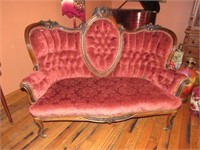 Victorian Rosewood Sofa on Wheels, 58" x 24" x 43"