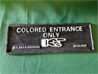 Cast Iron "Colored Entrance Only" Sign