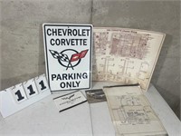 Chevrolet Corvette Parking Only Sign