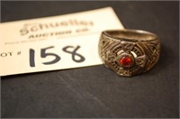 Men's Sterling Silver Celtic Ring W/ Red Stone