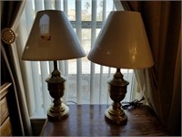 Pair Of Brass Style Table Lamps