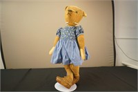 Antique Large Teddy Bear with Blue Dress