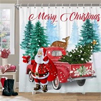 72x72" Christmas Shower Curtain With Hooks