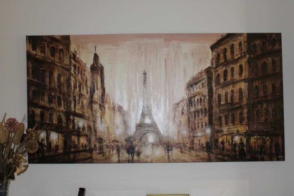 Oil on Canvas "Paris Street Theme" 35.5x71