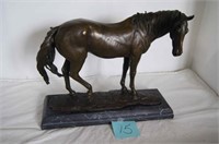 Horse Bronze Sculpture on Marble Base