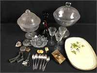 Candy dishes, spoons, etc