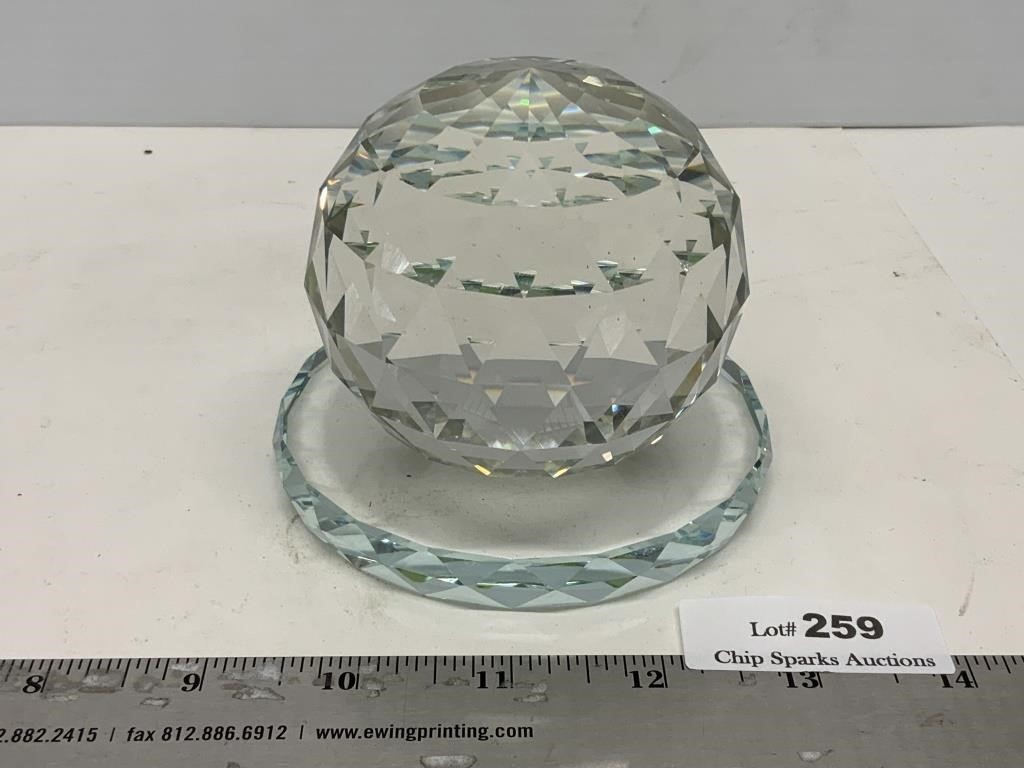 Faceted Crystal Glaa Ball 3 1/4" Prism Paperweight