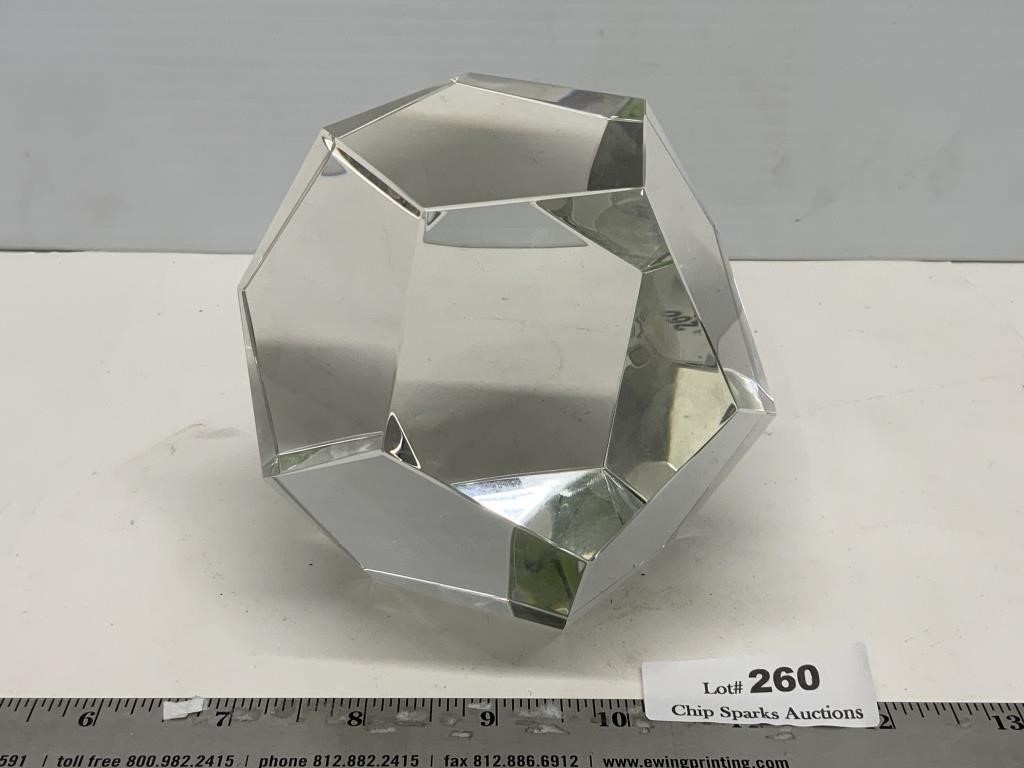 Clear Crystal Geometric Paperweight 4"