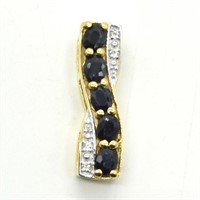 $100 Gold plated Sil Blue Sapphire White Topaz(0.9