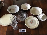 VINTAGE SERVING BOWLS, SUNDAE GLASSES, PLATTER