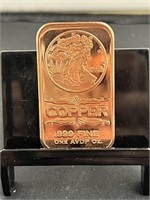 Walking Liberty Design 1 Oz Copper Bar