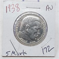 1938 Germany 5 Mark AU