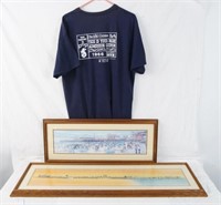 Two Panoramic Ocean Park Pier Lithographs & shirt