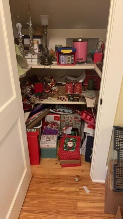Contents of closet, Christmas, and more