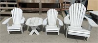 2 Child Size & 1 Adult Wooden Adirondack Chairs &