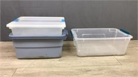 3 Smaller Totes (2 With Lids)