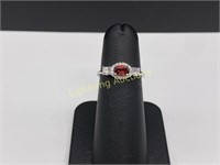 STERLING SILVER RUBY AND CZ RING