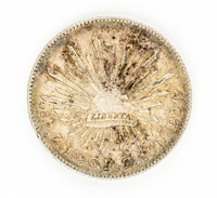 Coin 1896Zs 8 Reales Mexico Libertad Silver-EF