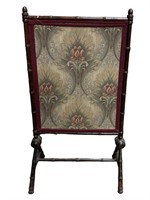 Wood Faux Bamboo Tapestry Fire Screen