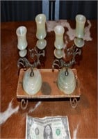 VINTAGE ONYX DOUBLE CANDLESTICK HOLDERS
