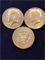 3 SILVER KENNEDY SILVER 1/2 DOLLARS