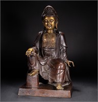 Old Tibetan Bronze Gilded Buddha Statue