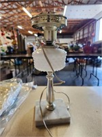 Hobnob Milkglass Lamp w/ Marble Base