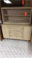 Mid century blonde display hutch