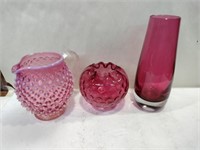 3 Ruby colored vases