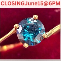 $4500 10K  1.5Ct Blue Diamond Treated Ring