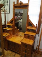 Eastlake Victorian maple dresser with carved