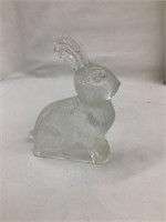 Vintage Glass Rabbit Candy Container, 4 1/4”T