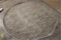 6'x6' Round Wool Hand Tucked Rug Tan & Grey Unused