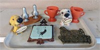 LOT W/ ROOSTER TRIVETS, SALT & PEPPER SET ++