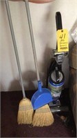 Bissell Clearview, vacuum and two brooms