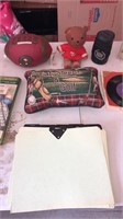 Misc. 49ers decor, 45rpm record, file folders,