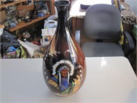 Rick Wisecarver Hand painted Indian Chief Vase