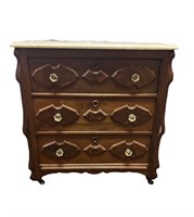 Victorian Walnut 3 drawer Chest with Marble Top