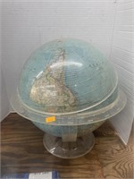1960’s world globe plexiglass stand w/ geometer