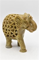 Intricately Carved Soapstone Elephant, Baby Inside