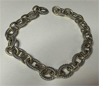 David Yurman Oval Link Chain Necklace 18K and Ster