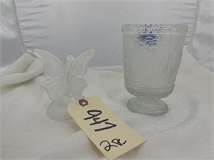 Fenton Glass Butterfly & Fenton Glass Vase