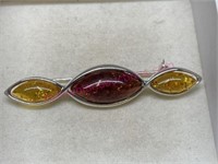New sterling silver Baltic Amber brooch/pin (4.2g)