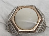 RING MARKED 925 SILVER WHITE STONE