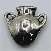 Vintage Sterling Silver Wedding Vase Brooch